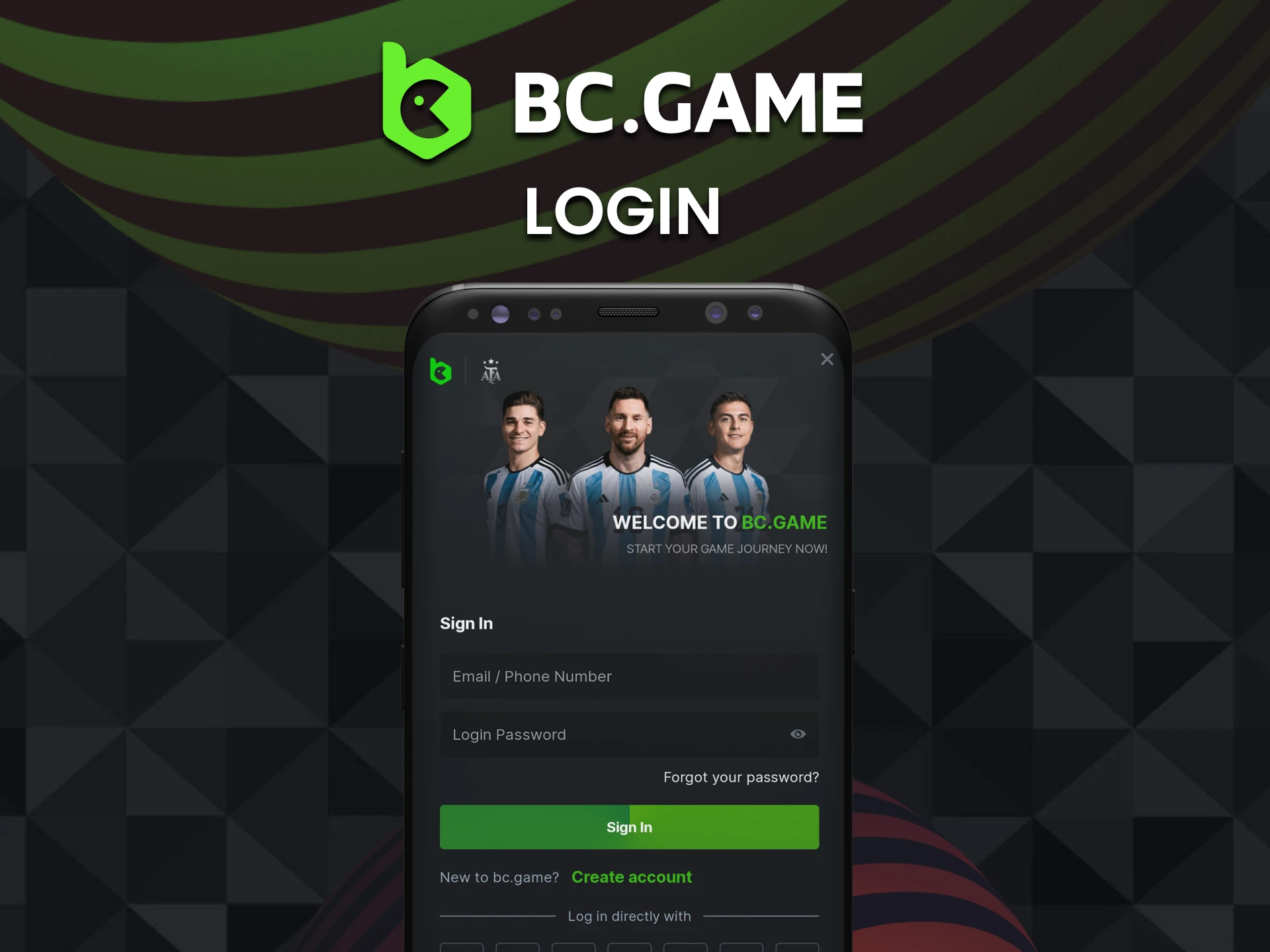 Log in to your personal account via the BC Game mobile app.