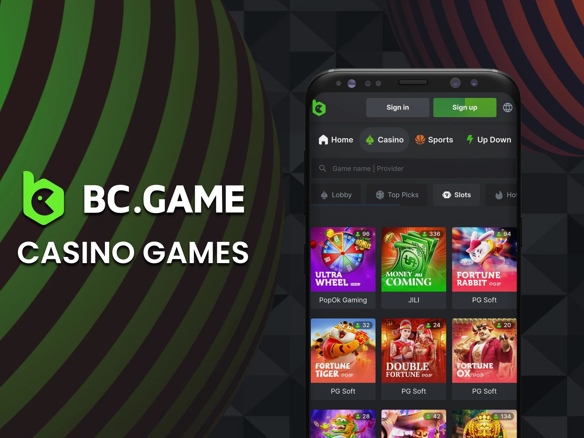The BC Game app has a wide collection of casino games.