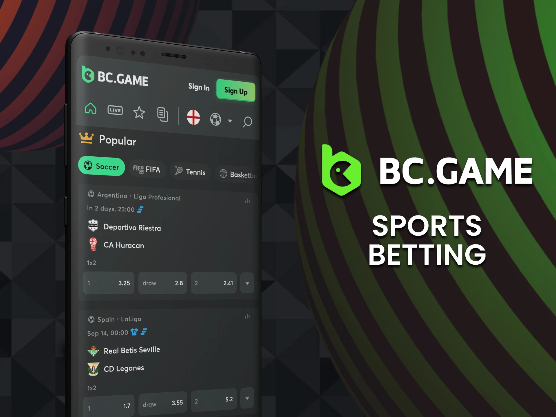 Bet on sports using the BC Game app.