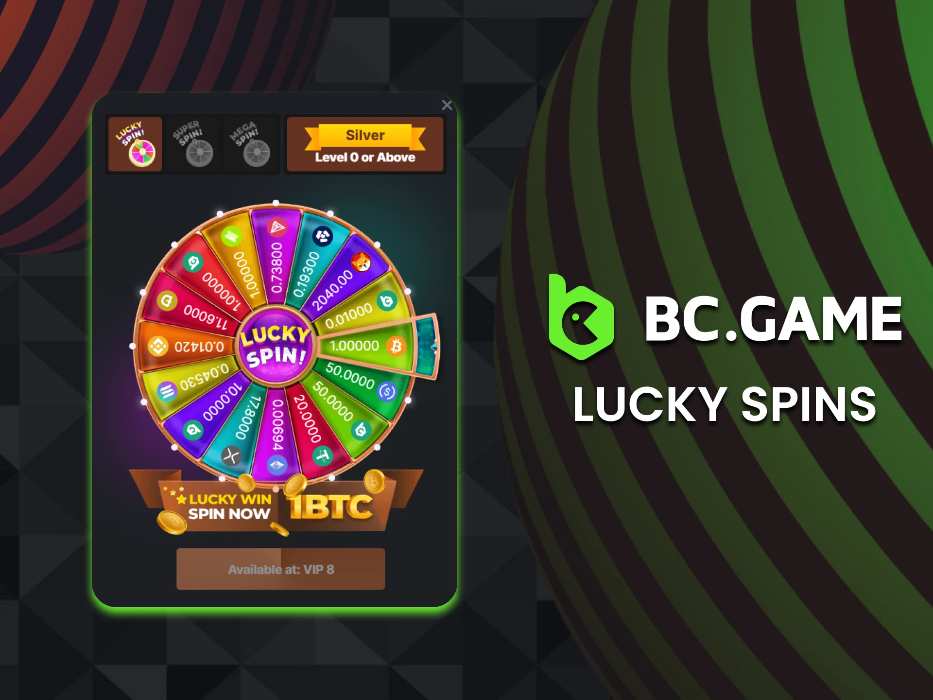 Spin the wheel and get BC Game Lucky Spin bonus.