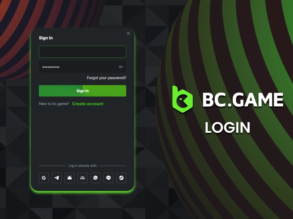 Schermafbeelding van het BC Game login- en registratieproces op desktop en mobiel