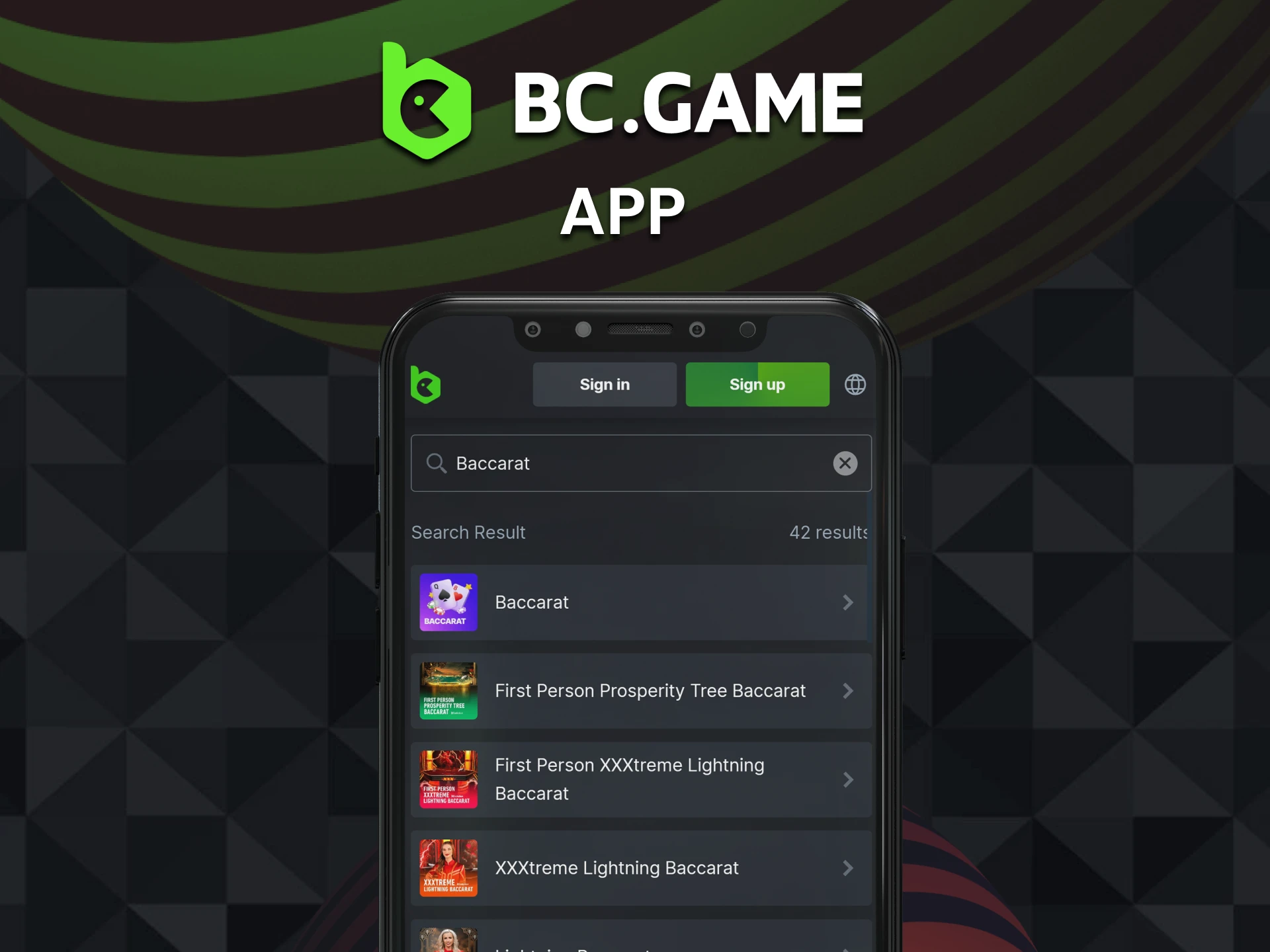 Use your smartphone to play baccarat through the BC Game app.