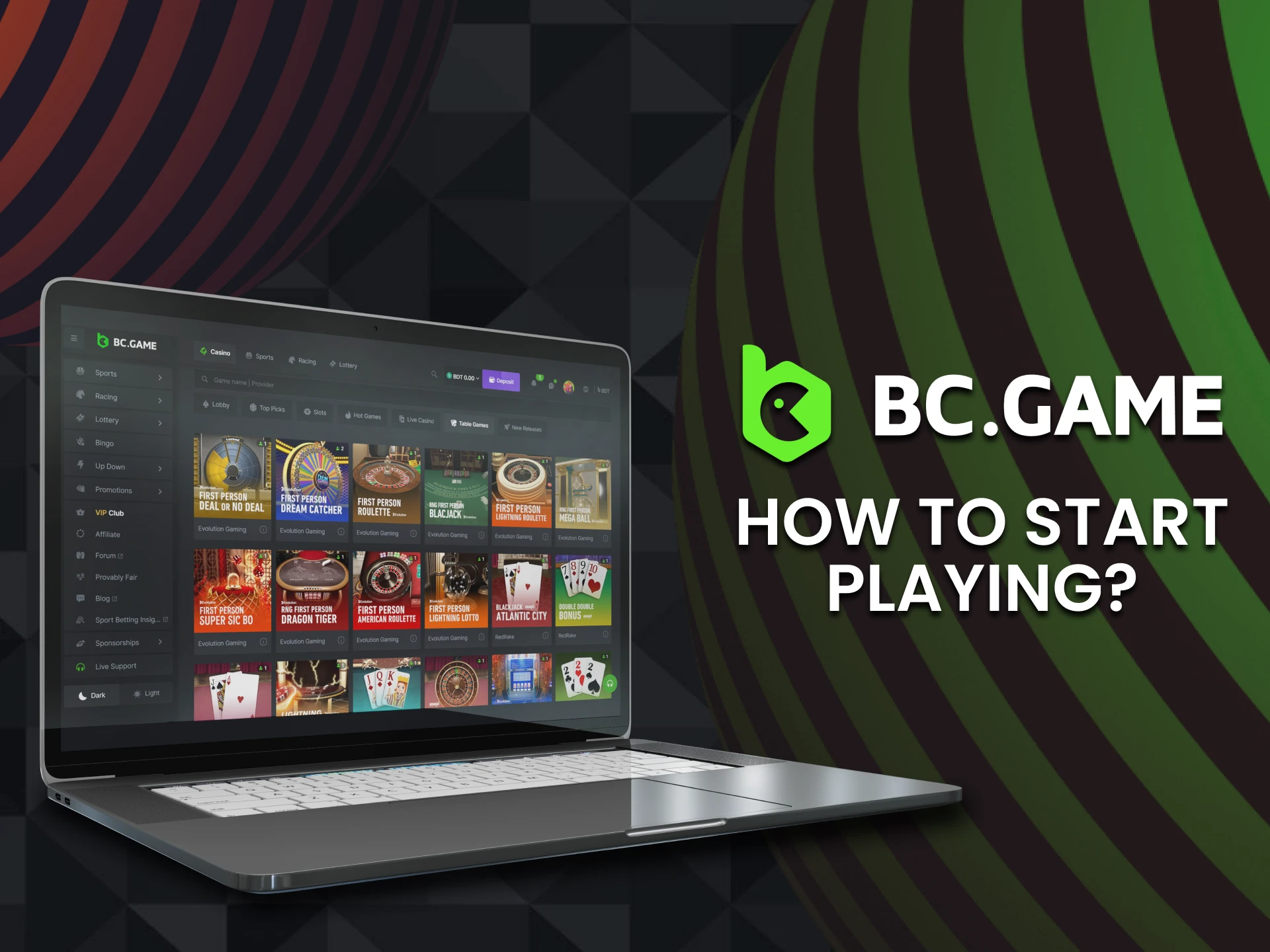 Register, deposit money, and choose baccarat game to start playing at BC Game casino.