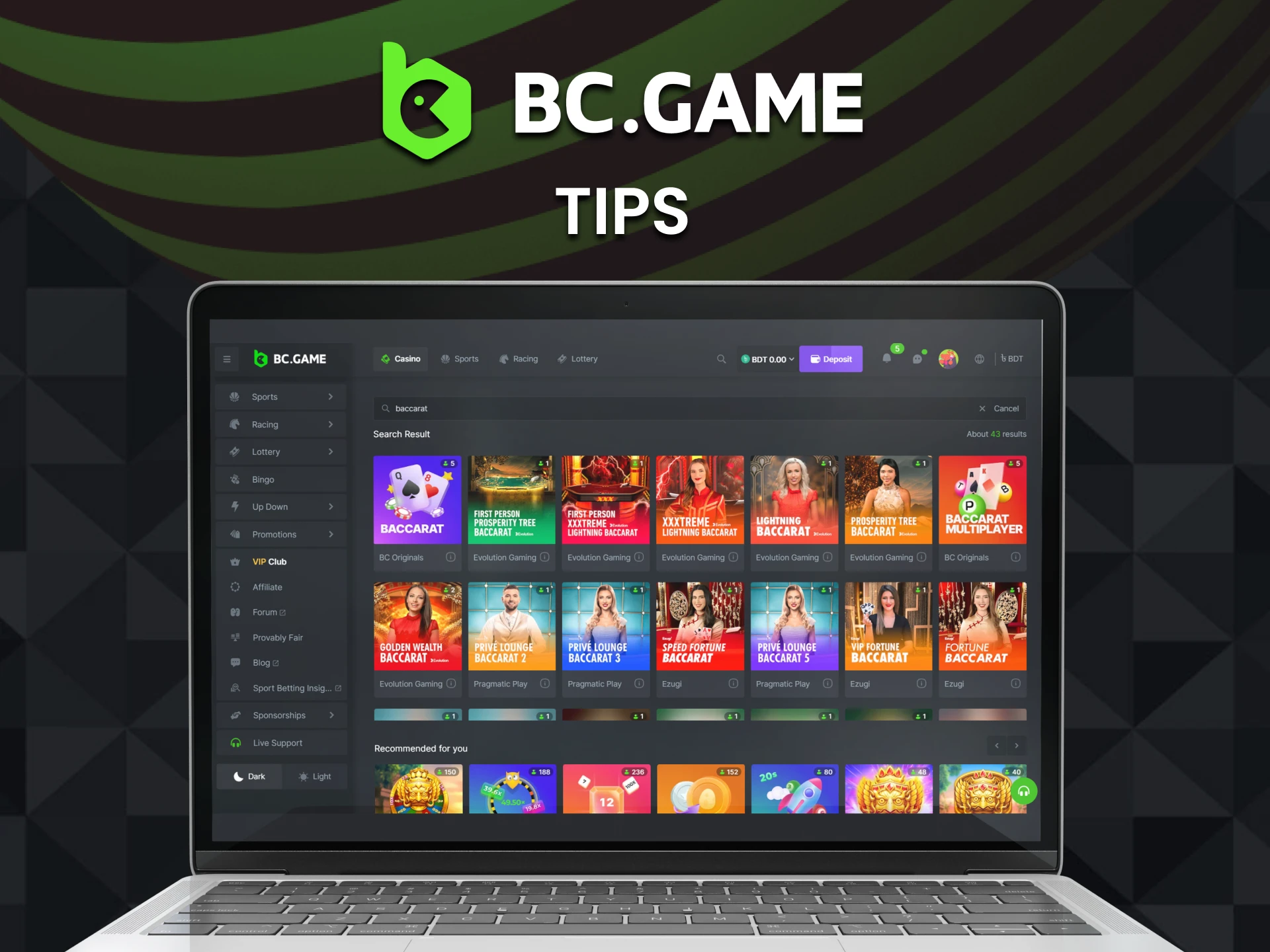 We will give tips for playing baccarat on BC Game.