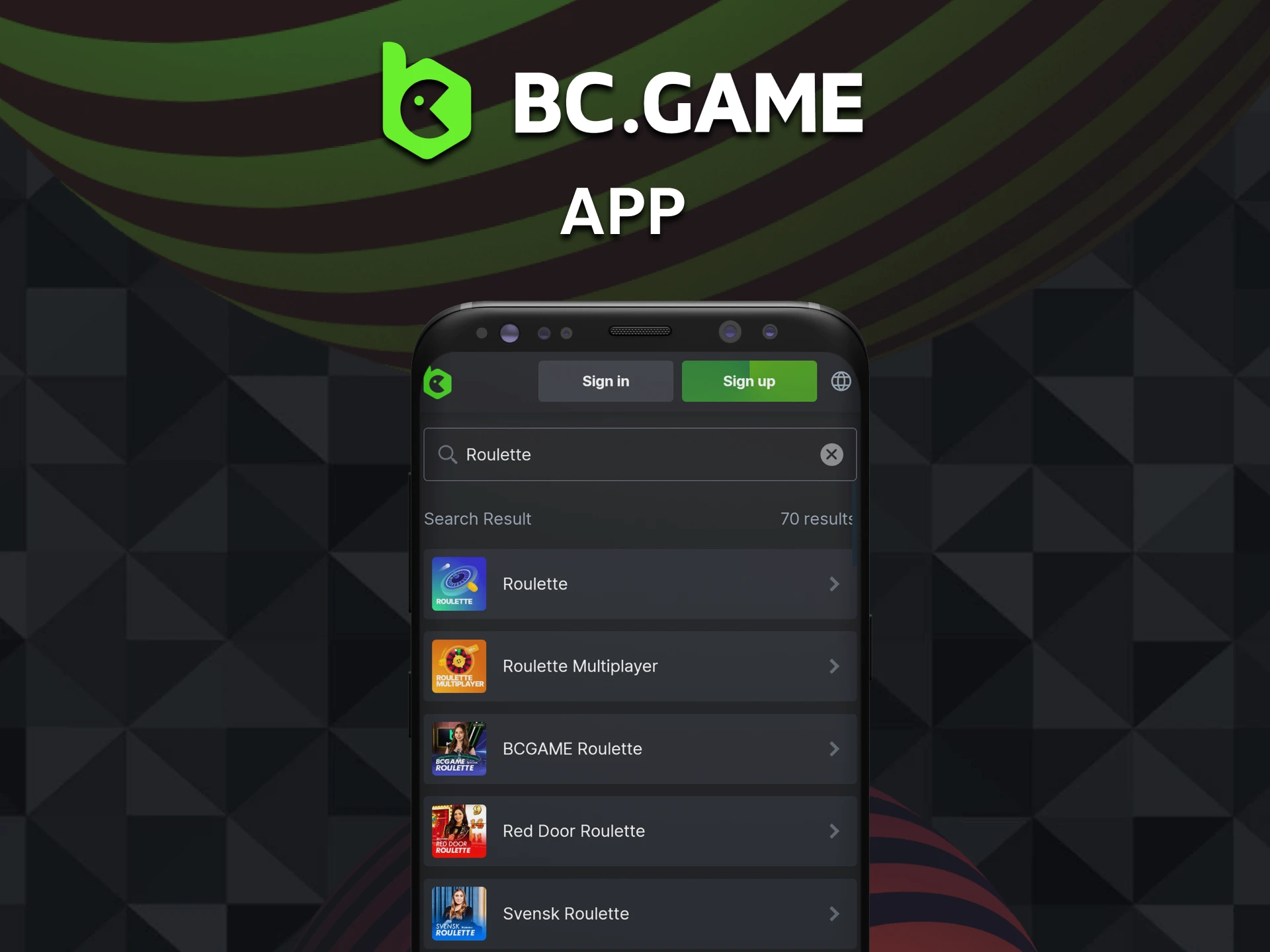 Use the BC Game app to play roulette anywhere.