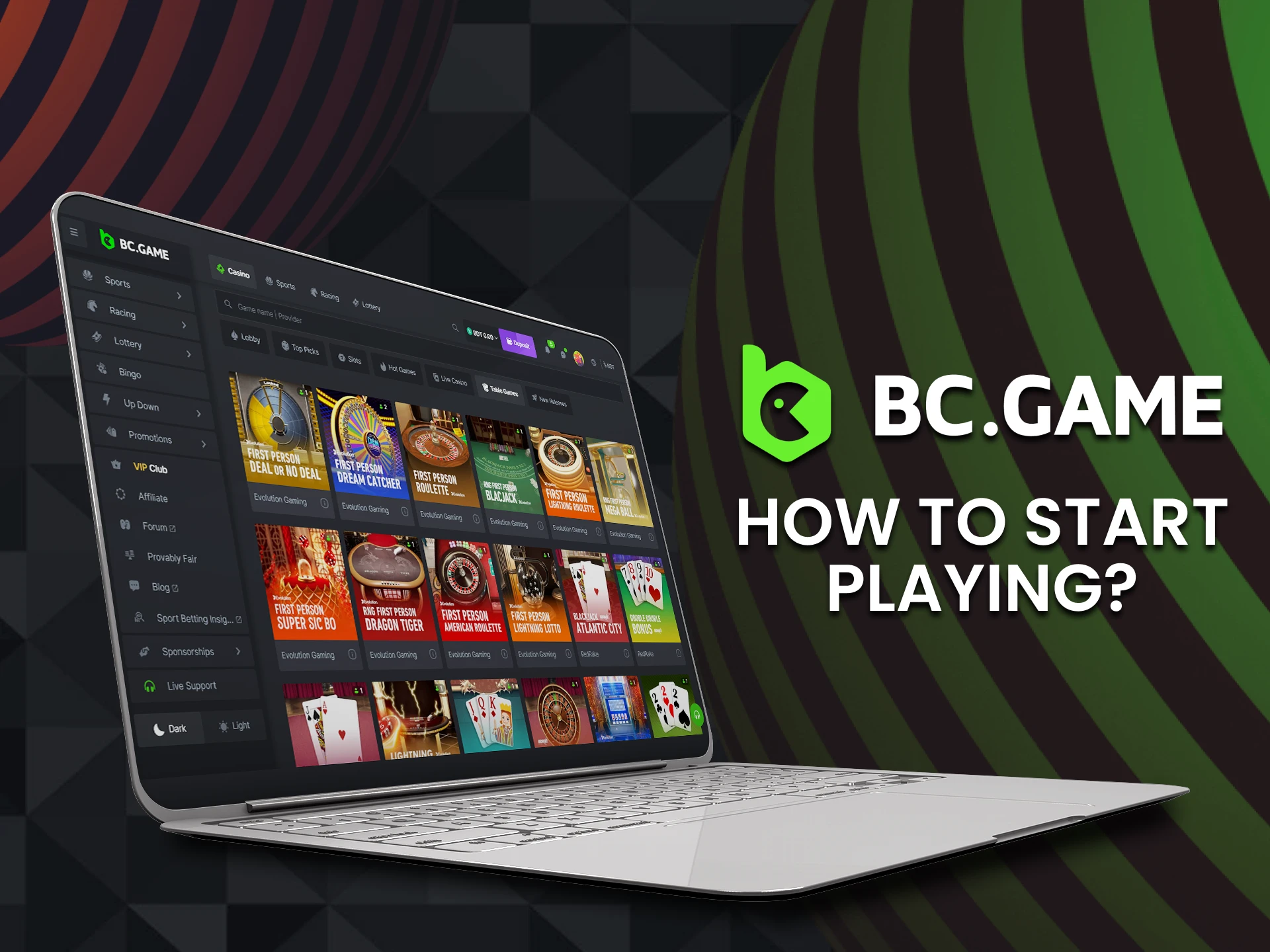 Make a deposit and go to the casino section to play roulette on BC Game.