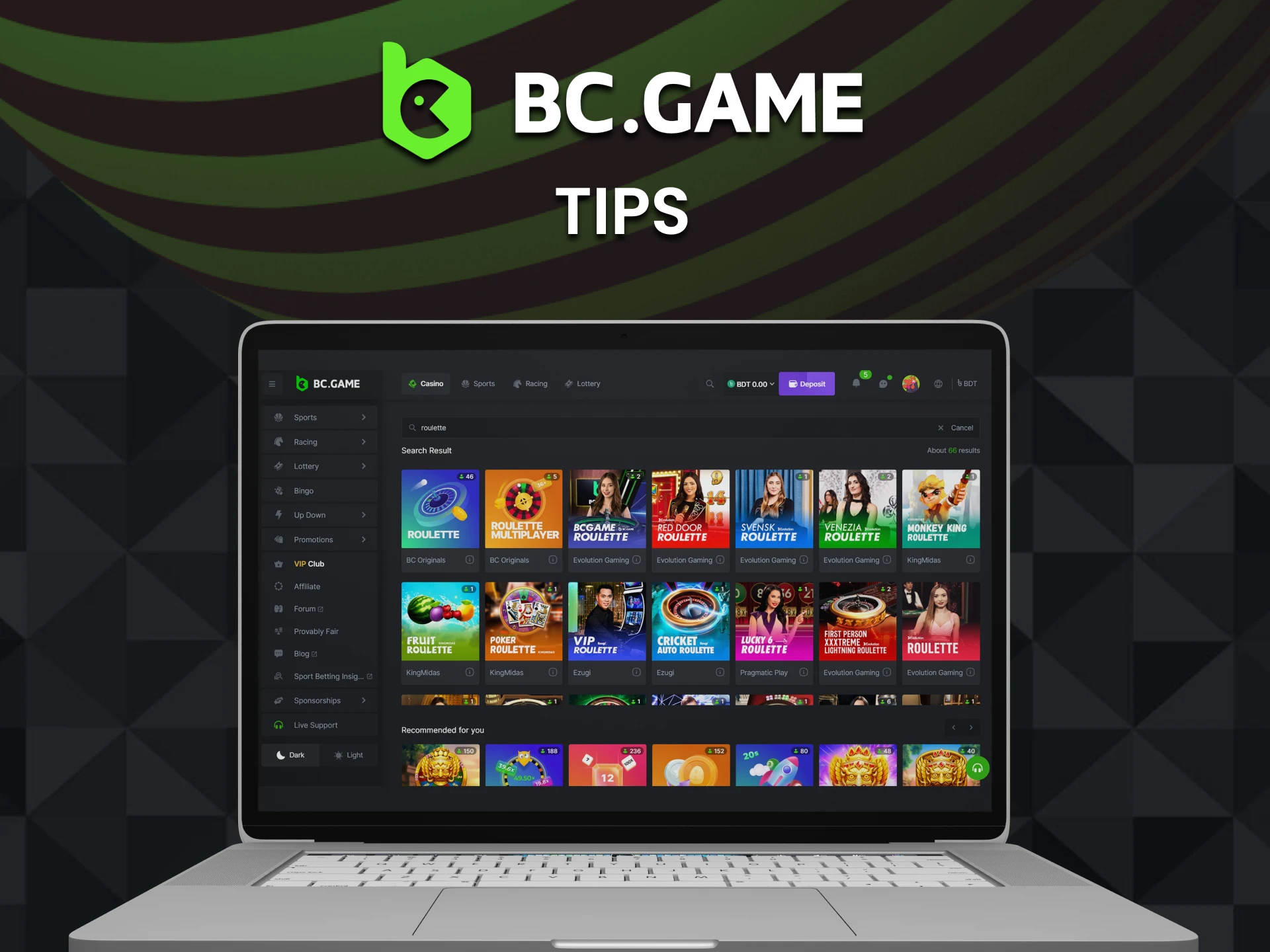 Learn tips for playing roulette on BC Game.