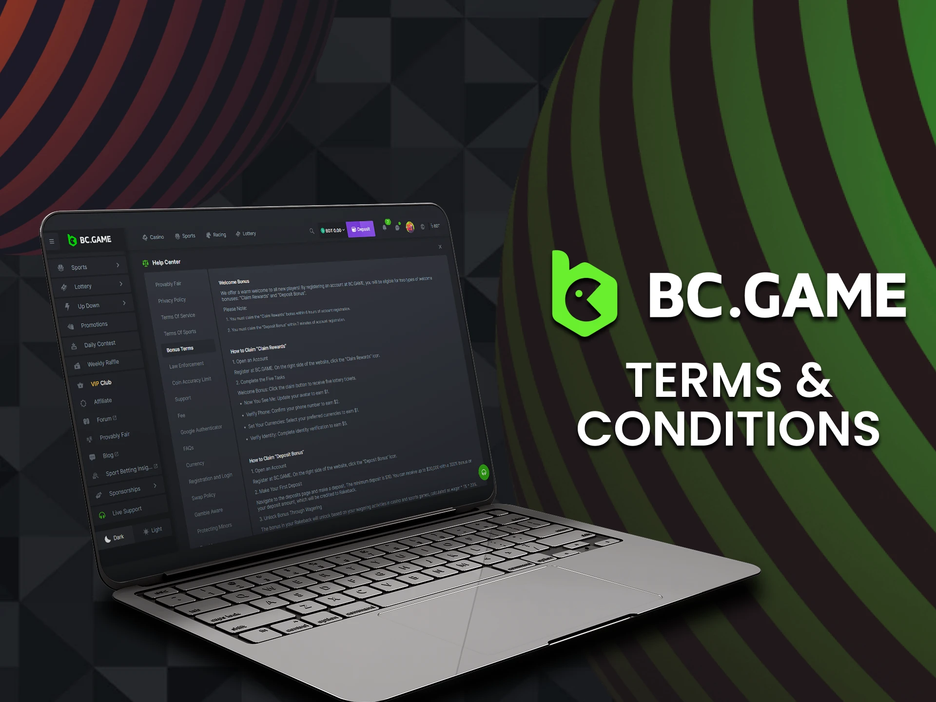 Learn the terms and conditions for bonuses on BC Game BD.