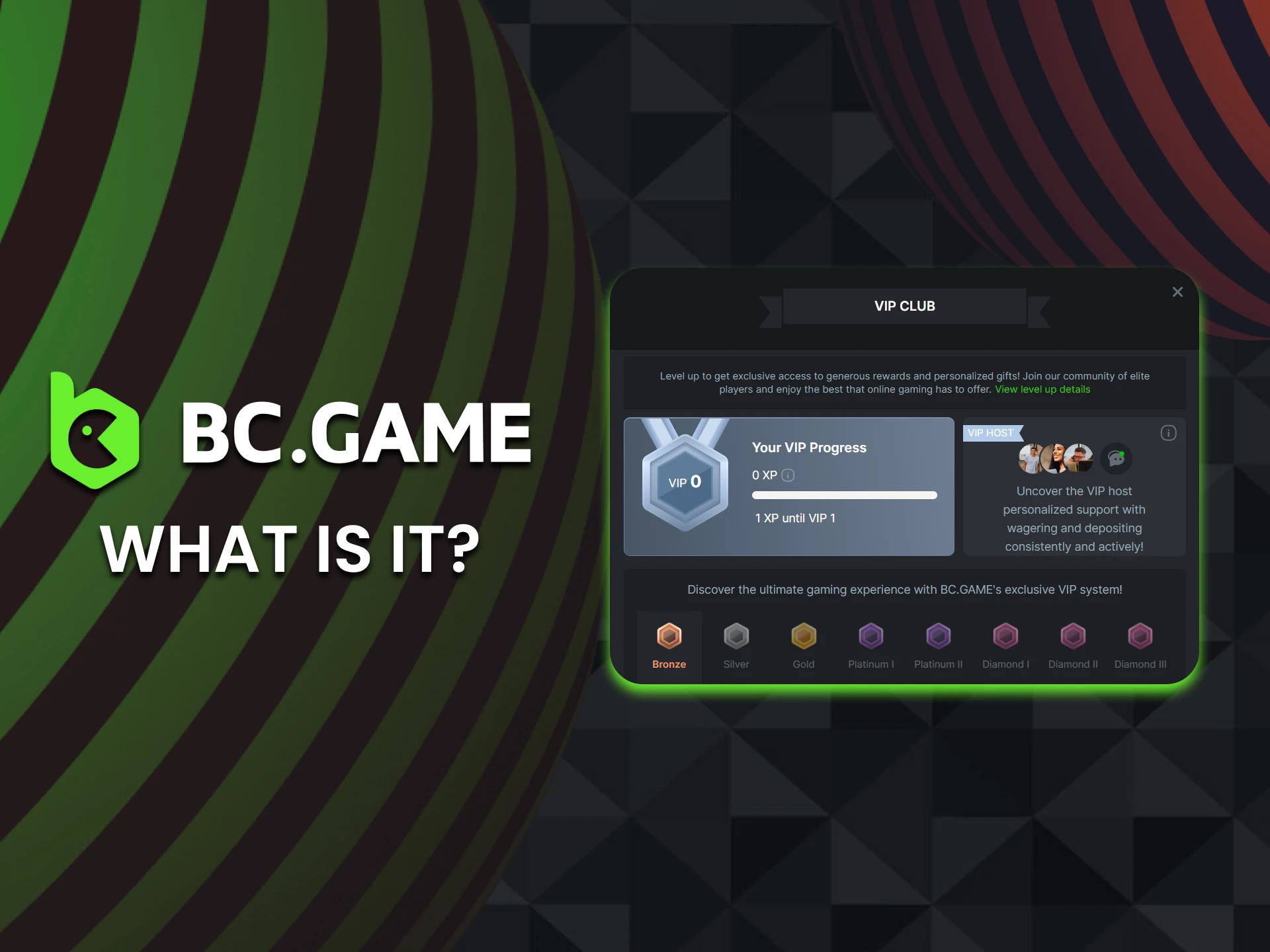 VIP club on the BC Game website rewards players for activity.