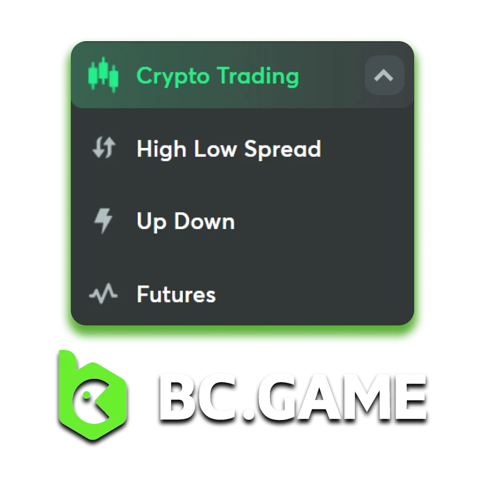 BC Game allows three types of crypto trading.