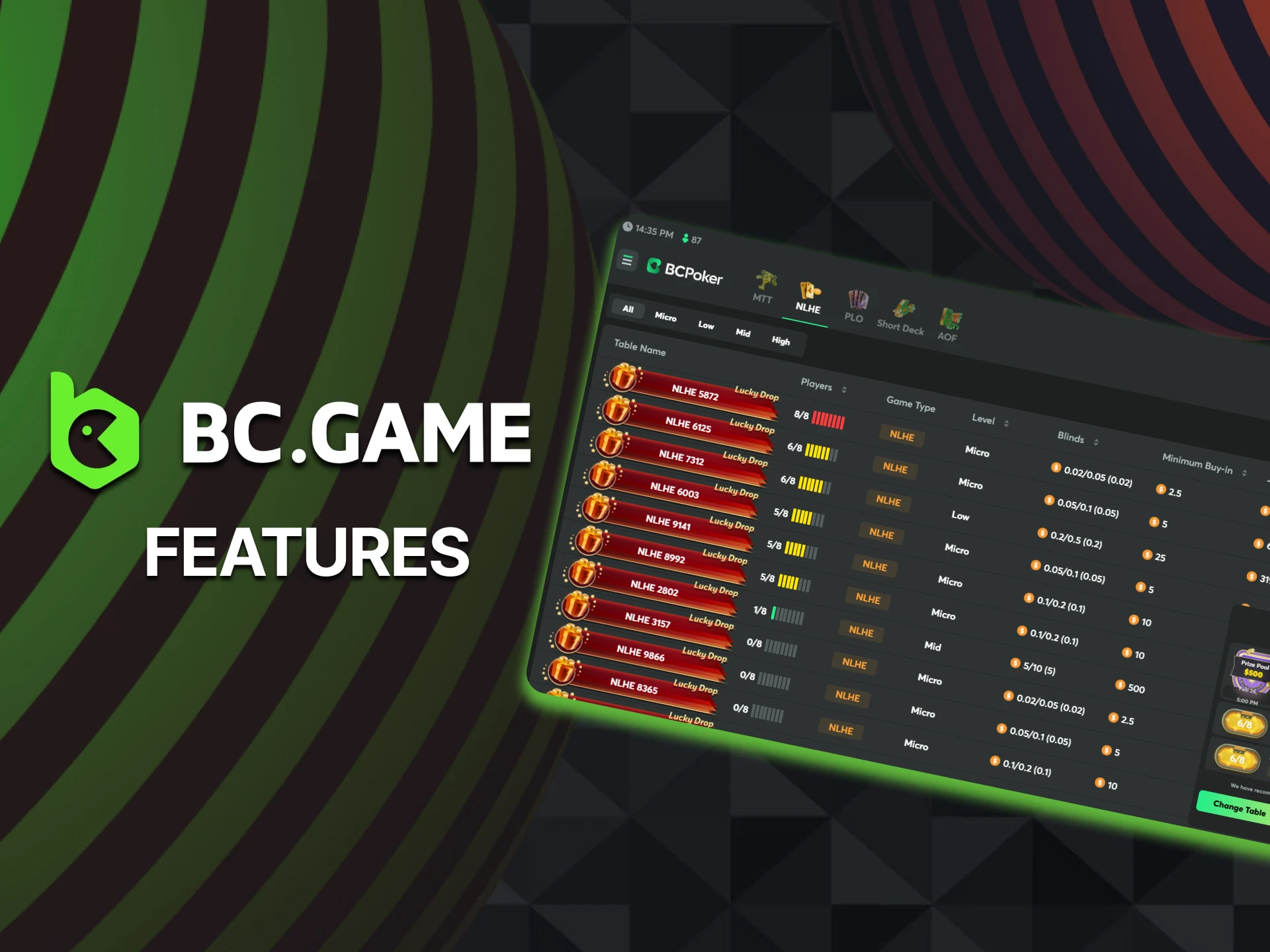 See the features of BC Poker on the BC Game platform.