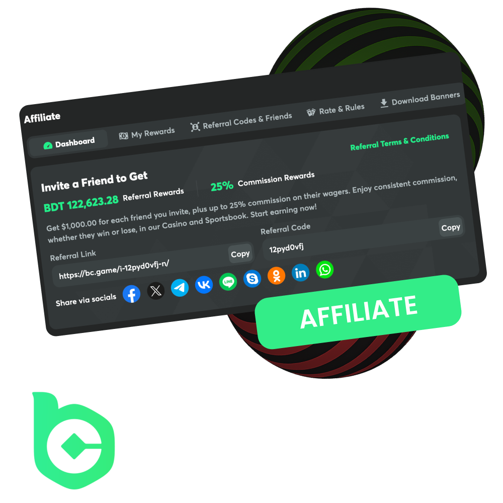 Choose an affiliate program from BCGame.