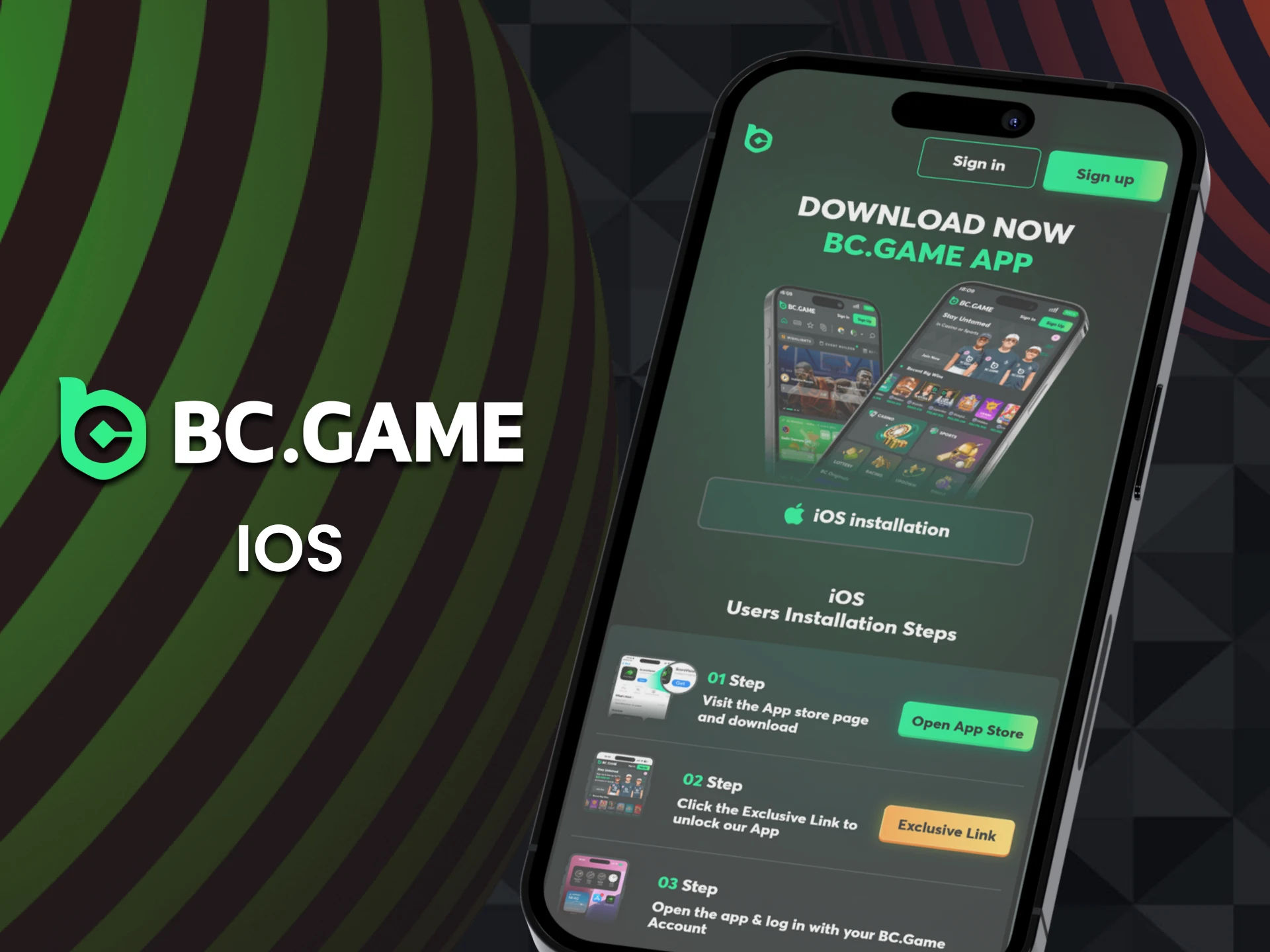 iOS users can download the BC Game app to their device.