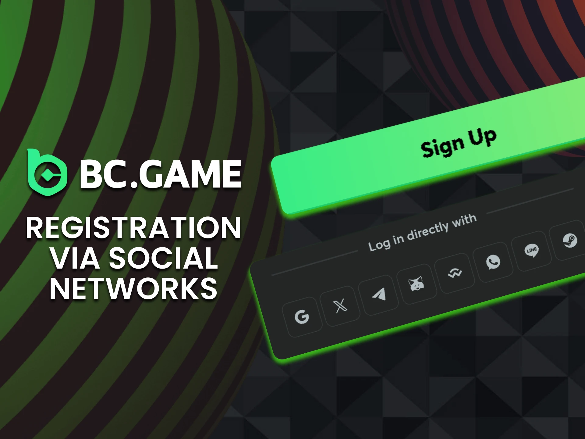If you prefer, you can register on BC Game using social networks.