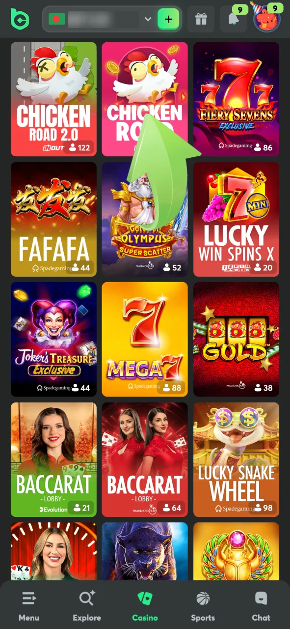 Start playing on BC Game and choose your favorite slot.